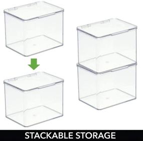 img 2 attached to 📦 mDesign Stackable Plastic Craft, Sewing, Crochet Storage Container Bin: Compact Organizer for Thread, Beads, Ribbon, Glitter, Clay - 6 Pack - Clear with Attached Lid