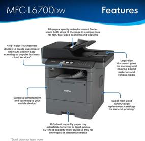 img 3 attached to Enhanced Brother Monochrome Laser All-in-One Printer, MFC-L6700DW, Advanced Duplex, Wireless Networking & 70-Page ADF Capacity, Amazon Dash Replenishment Ready