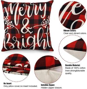 img 2 attached to 🎄 CDWERD Christmas Pillow Covers: Vintage Farmhouse Buffalo Check Plaid Decor for Winter Holiday - Set of 4