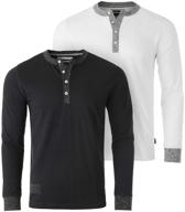 👔 stylish and versatile: zimego sleeve contrast button henley men's clothing and shirts logo