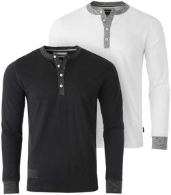 img 4 attached to 👔 Stylish and Versatile: ZIMEGO Sleeve Contrast Button Henley Men's Clothing and Shirts