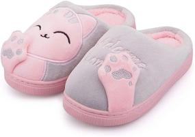 img 4 attached to 🩴 Cozy Coral Fleece Indoor Slippers for Little Boys - Shoes and Slippers Combo