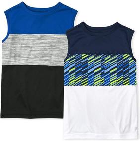 img 1 attached to 👕 2-Pack Boys Colorblock Performance Muscle Tank Tops by The Children's Place