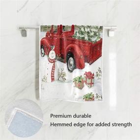 img 3 attached to 🎄 Christmas Red Truck Snowman Hand Towels - 16x30 in - Xmas Tree Snowflake Bathroom Towel - Ultra Soft & Highly Absorbent - Winter Cardinal Bird Bath Towel - Kitchen Dish Guest Towel - Merry Christmas Decorations