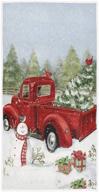 🎄 christmas red truck snowman hand towels - 16x30 in - xmas tree snowflake bathroom towel - ultra soft & highly absorbent - winter cardinal bird bath towel - kitchen dish guest towel - merry christmas decorations logo