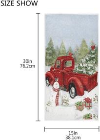 img 2 attached to 🎄 Christmas Red Truck Snowman Hand Towels - 16x30 in - Xmas Tree Snowflake Bathroom Towel - Ultra Soft & Highly Absorbent - Winter Cardinal Bird Bath Towel - Kitchen Dish Guest Towel - Merry Christmas Decorations