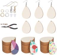🔨 set of 100 unfinished wooden teardrop earring pendants - diy craft jewelry making supplies kit logo