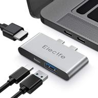 🔌 elecife thunderbolt 3 usb c hub adapter for macbook pro/air 2020 2019 2018 - 3 in 2, 100w power delivery, 4k hdmi, usb c 3.0 data port and macbook pro accessories. логотип