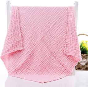 img 3 attached to 👶 Muslin Baby Bath Towels, Ultra Soft Cotton Receiving Blanket for Baby's Sensitive Skin, Extra Large Size 2 Pack 43.3x59 Inches Swaddle Blanket for Newborn Toddler Boy Girl, Baby Registry and Shower Gift