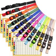 🐶 litter puppy id collars: whelping supplies with breakaway nylon colored collars + 6 record keeping charts logo