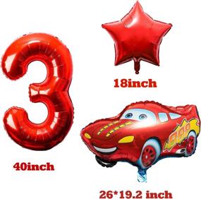 img 3 attached to 🏎️ PANTIDE 8 Packs Race Car Balloons for 3rd Birthday Kit - Double-Sided Foil Balloons, Giant Red Number 3 Balloons, Let’s Go Racing Birthday Party Decorations Supplies for Kids Boys Race Fans