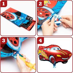 img 1 attached to 🏎️ PANTIDE 8 Packs Race Car Balloons for 3rd Birthday Kit - Double-Sided Foil Balloons, Giant Red Number 3 Balloons, Let’s Go Racing Birthday Party Decorations Supplies for Kids Boys Race Fans