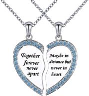 💖 s925 sterling silver best friend couple necklaces heart 2 piece friendship pendant set for women and teen girls - perfect bff gifts logo