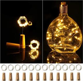 img 4 attached to Ehome Wine Bottle Lights with Cork - 12 Pack Starry Fairy Lights for Party Christmas Decoration Halloween Wedding - Warm White