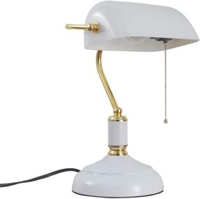 img 4 attached to 💼 Handmade Traditional Bankers Lamp with Pull Chain Switch - Emerald White Glass Shade - Vintage Office Table Light - Antique Style Desk Lamp for Office or Library - Plug-in Fixture