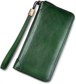 img 4 attached to 👜 Handmade DarkGreen Women's Genuine Leather Handbags & Wallets Organizer