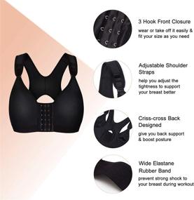 img 2 attached to 🩺 BRABIC Women's Adjustable Strap Front Closure Racerback Sports Support Bra - Wirefree Post-Surgical