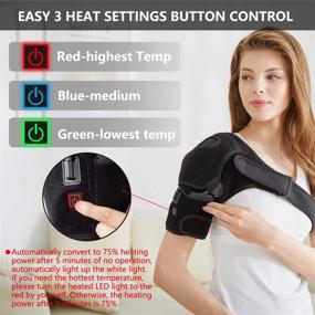 img 2 attached to Heat Therapy Shoulder Wrap Brace - Portable Electric Infrared Pad with 3 Heating Settings, Wireless Strap for Rotator Cuff, Frozen Shoulder, Muscle Pain Relief, and Shoulder Compression Sleeve