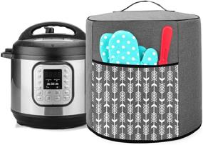 img 4 attached to 🥘 Yarwo Pressure Cooker Dust Cover - 8 Quart Instant Pot Compatible, Durable Nylon Cover with Pockets and Easy-to-Clean Liner, Gray with Arrow Design