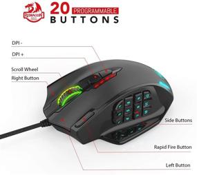 img 1 attached to 🐉 Redragon M908 Impact RGB LED MMO Mouse: 12,400 DPI, 20 Programmable Buttons - High Precision Gaming Mouse