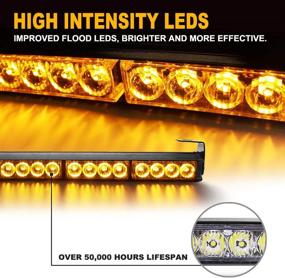 img 3 attached to 🚨 FOXCID 16 LED 18'' Emergency Hazard Warning Traffic Advisor Strobe Light Bar - 13 Flash Modes for Safety Vehicles, Tow Trucks, and More - White & Amber