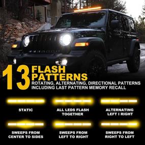 img 2 attached to 🚨 FOXCID 16 LED 18'' Emergency Hazard Warning Traffic Advisor Strobe Light Bar - 13 Flash Modes for Safety Vehicles, Tow Trucks, and More - White & Amber
