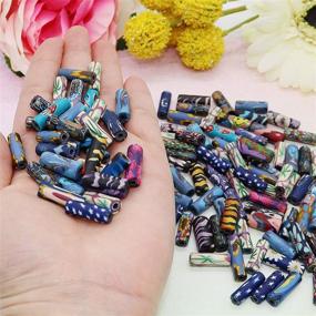 img 3 attached to 🎨 Colorful Polymer Clay Beads Kit: Fun-Weevz 100 PCS for Jewelry Making with Tie-Dye and Black Wax Cord, DIY Craft Supplies