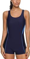 charmleaks women's athletic one piece boyleg swimsuit - lap bathing suit swimwear logo
