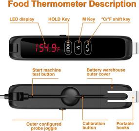 img 1 attached to 🌡️ Grill & Cooking Digital Meat Thermometer - Herrfilk Instant Read Thermometer with Touch Button, Line Detachable for Oven, Waterproof Gadgets with Alarm Feature