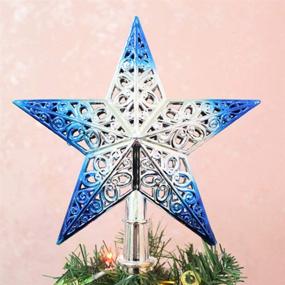 img 1 attached to Soochat Silvery Blue Glittered Christmas Star 🎄 Topper - Hollowed-Out Xmas Tree Decoration Home Decor