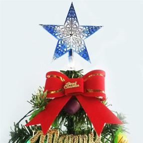 img 3 attached to Soochat Silvery Blue Glittered Christmas Star 🎄 Topper - Hollowed-Out Xmas Tree Decoration Home Decor
