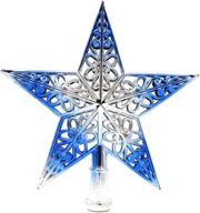 soochat silvery blue glittered christmas star 🎄 topper - hollowed-out xmas tree decoration home decor logo