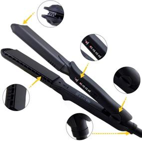 img 2 attached to 💇 Versatile 4-in-1 Hair Styling Tool: Ceramic Tourmaline Flat Iron, Waver, and Curling Iron with Adjustable Temperature, Ideal for All Hair Types - Black