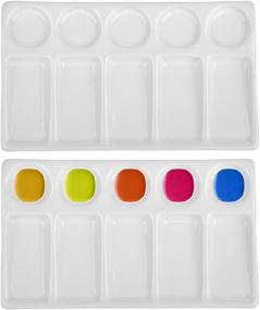 img 4 attached to 🎨 Jucoan 2 Pack Ceramic Watercolor Paint Palette - 7-1/2 x 4-1/3 Inch Rectangle Artist Mixing Tray for Oil, Gouache, Acrylic Paints - Premium Quality
