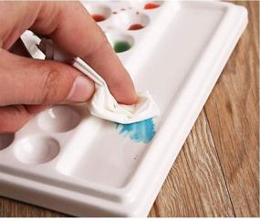img 3 attached to 🎨 Jucoan 2 Pack Ceramic Watercolor Paint Palette - 7-1/2 x 4-1/3 Inch Rectangle Artist Mixing Tray for Oil, Gouache, Acrylic Paints - Premium Quality