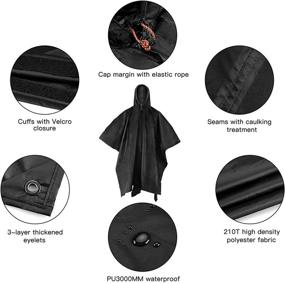 img 3 attached to 🌧️ AGPTEK Reusable Rain Ponchos for Adults: Hooded Ponchos with Pouch, Perfect for Hiking and Camping