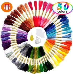 img 3 attached to 🧵 50 Skeins Friendship Bracelets Embroidery Floss Thread with 10 Floss Bobbins, 9 Needles & 1 Needle Threader