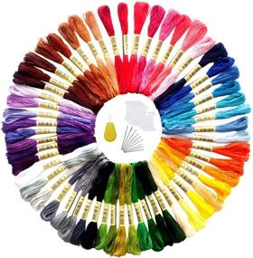 img 4 attached to 🧵 50 Skeins Friendship Bracelets Embroidery Floss Thread with 10 Floss Bobbins, 9 Needles & 1 Needle Threader