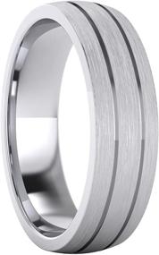 img 2 attached to 💍 Premium Heavy Solid Sterling Silver 6mm Unisex Wedding Band with Comfort Fit - Domed Ring, Two Grooves and Brushed Surface