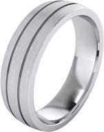 💍 premium heavy solid sterling silver 6mm unisex wedding band with comfort fit - domed ring, two grooves and brushed surface logo