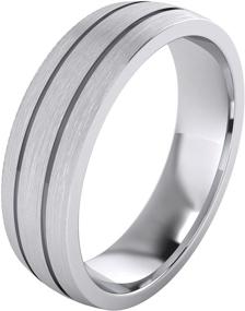 img 4 attached to 💍 Превосходное тяжелое кольцо для свадебного торжества из massiver germanii 6 мм унисекс с удобной посадкой - купольное кольцо, две пазы и матовая поверхность