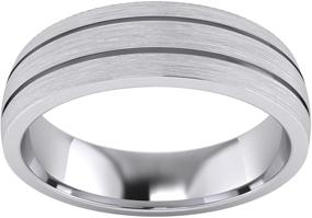 img 3 attached to 💍 Premium Heavy Solid Sterling Silver 6mm Unisex Wedding Band with Comfort Fit - Domed Ring, Two Grooves and Brushed Surface