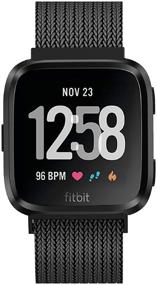 img 4 attached to Fitlink Metal Bands - Stylish and Compatible for Fitbit Versa/Versa Lite/Versa 2 Smart Watch - Women and Men, Multi Color Options (Black, Small)