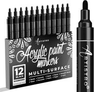 🎨 versatile set of 12 paint pens for rock, ceramic, glass & more: acrylic markers for artistic creations - medium tip, water-based & black логотип