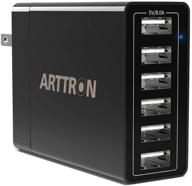 🔌 arttron 6-port usb wall charger: universal travel adapter for iphone, ipad, galaxy, lg, htc & more – fast charging station for all 5v usb devices logo