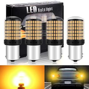 img 4 attached to 🔆 Qoope Pack of 4 Super Bright 3014 144SMD LED Bulbs for Turn Signal Blinker Lights - Amber / Yellow 12-24V DC - 1056 BAU15S 7507 12496 5009 PY21W - Side Marker Light