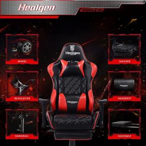 img 3 attached to HEALGEN Gaming Chair: Racing Style Gamer Chair with Footrest, Ergonomic Design, High Back & Seat Height Adjustment, Swivel Feature, Premium Leather, Lumbar Pillow & Headrest Included