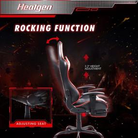 img 1 attached to HEALGEN Gaming Chair: Racing Style Gamer Chair with Footrest, Ergonomic Design, High Back & Seat Height Adjustment, Swivel Feature, Premium Leather, Lumbar Pillow & Headrest Included