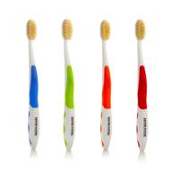 🦷 get a superior clean with the mouthwatchers antimicrobial floss bristle silver toothbrush - adult, 4 pack logo