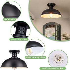 img 2 attached to 🏡 2 Pack Vintage Flush Mount Ceiling Light: Farmhouse Industrial Style Fixture for Kitchen, Laundry Room & Hallway